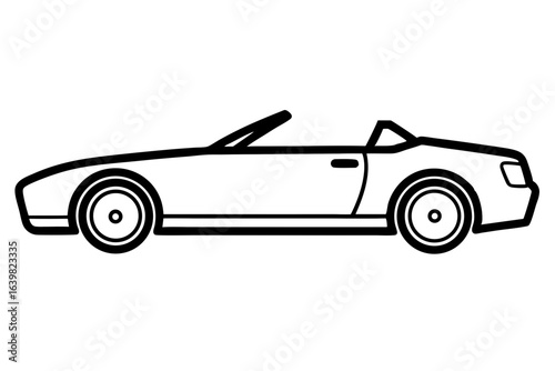 Convertible Car Icon with Open Roof – Vector Illustration