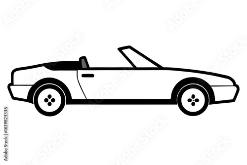 Convertible Car Icon with Open Roof – Vector Illustration