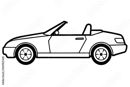 Convertible Car Icon with Open Roof – Vector Illustration