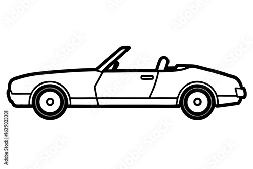 Convertible Car Icon with Open Roof – Vector Illustration