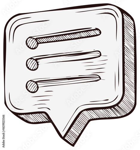 Stylized Speech Bubble Icon Sketch Message Indicator with Lines Options Menu