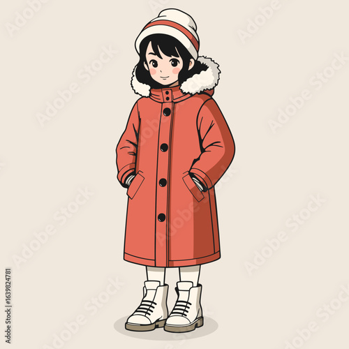 Girl in coat and boots 