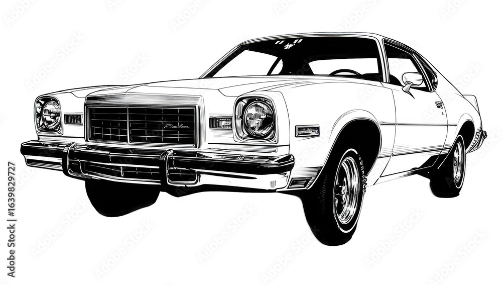 Obraz premium Classic car, front view, monochrome