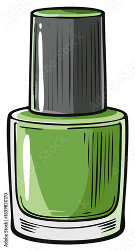 Vibrant Green Nail Polish Bottle Simple Cartoon Style Beauty Product