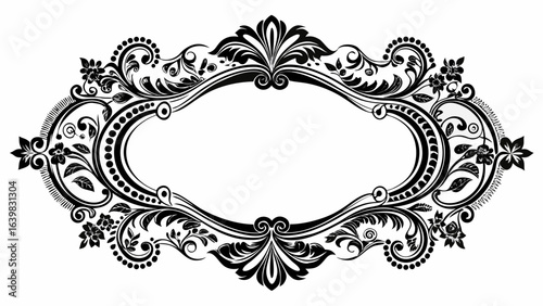 Monochrome simple horizontal frame, showcasing decorative vintage frames isolated against crisp white background, art design border labels, frames and labels, elegantly styled with intricate flourishe
