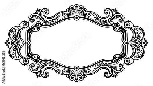 Monochrome simple horizontal frame, showcasing decorative vintage frames isolated against crisp white background, art design border labels, frames and labels, elegantly styled with intricate flourishe