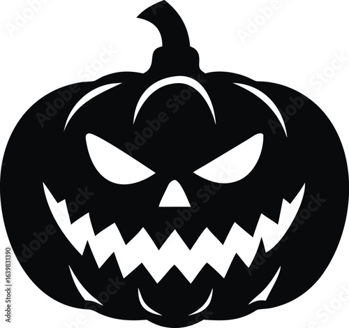 Scary carved pumpkin with glowing eyes and mouth at night isolated on white background isolated on transparent background