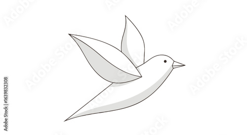 Minimalist Line Art Illustration of a Soaring Bird with Outstretched Wings and a Simplistic Design Suitable for Nature and Wildlife Themes