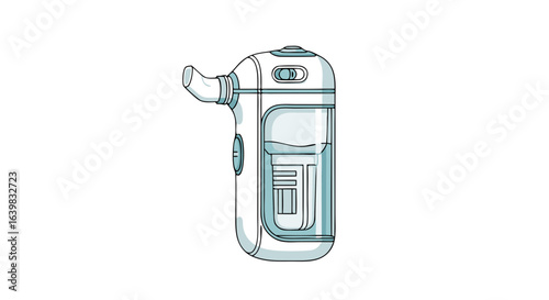Clear and detailed illustration of a handheld nebulizer therapy device for respiratory health and medical use