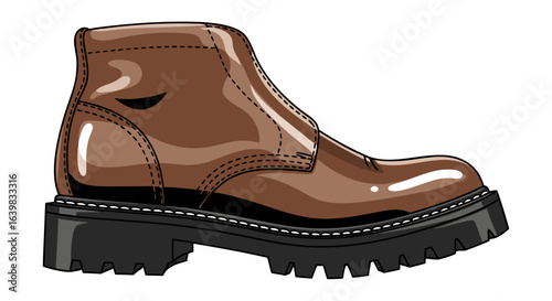 Stylish Brown Leather Casual Boot with Rugged Outsole Perfect for Urban Wear and Outdoor Activities