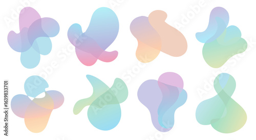 Abstract colorful amorphous shapes with soft pastel gradients creating a calming and modern visual composition ideal for digital art designs