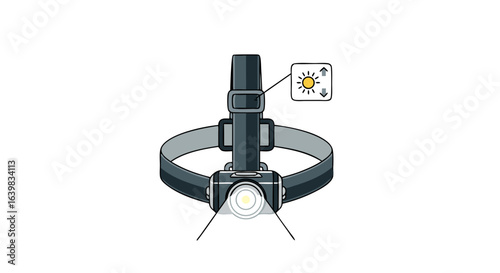Adjustable LED headlamp with brightness control and temperature indicator for outdoor activities and nighttime illumination