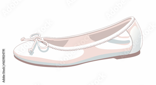 Elegant and Simple Ballet Flat Shoe Illustration with Soft Pastel Colors and Subtle Shading for Fashion and Footwear Design