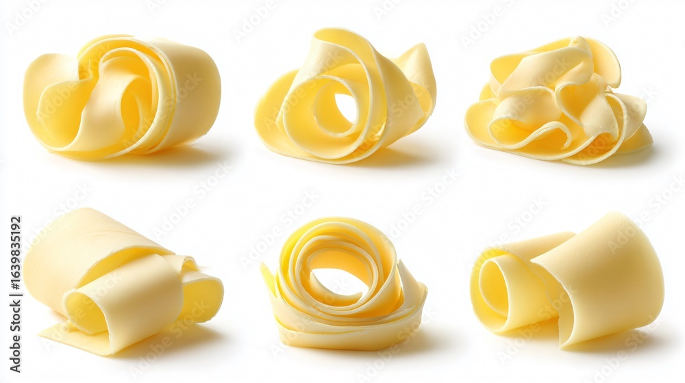 Obraz premium Butter Curls Collection Set on White Background