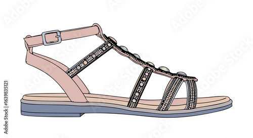 Elegant Flat Sandals with Rhinestone Embellishments for Casual and Summer Wear Perfect Combination of Style Comfort and Sparkle in a Sleek Design