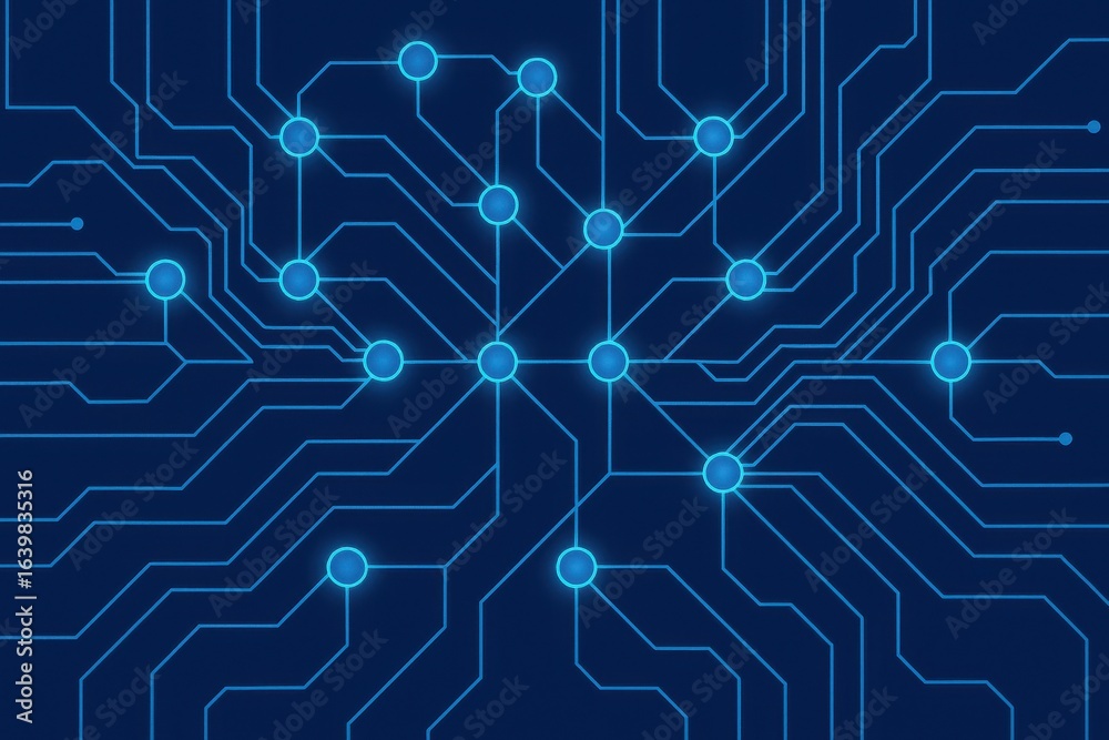 Obraz premium Neon Blue Neural Network Design – AI Visualization