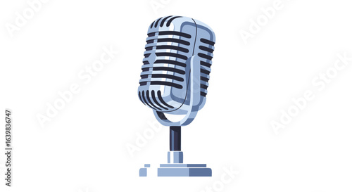 stylized vintage microphone with metallic details and classic design perfect for music, broadcasting, entertainment or speech-related themes in