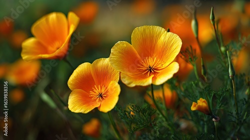 Vibrant Eschscholzia Californica Flowers in Bright Bloom