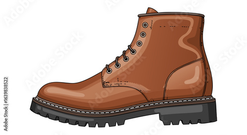 Stylish and Durable Brown Leather Work Boot With Rugged Sole for Men and Women Safe Walking and Heavy Duty Outdoor Wear for All Seasons