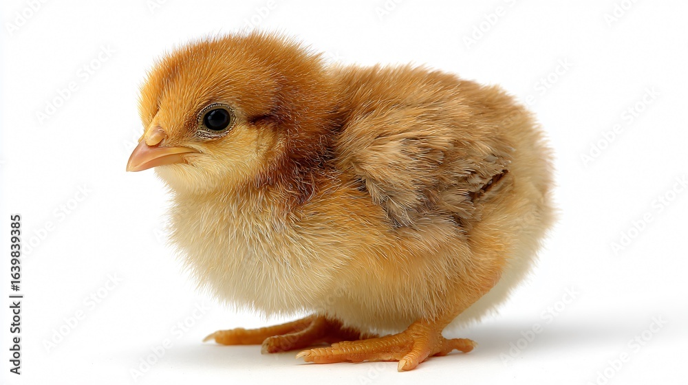 Obraz premium Adorable Chick Isolated on White Background for Farm Animal Concept