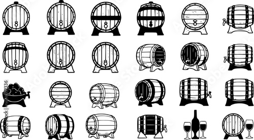 Barrel icon vector set. Wine illustration sign collection. Wine barrel symbol or logo.
