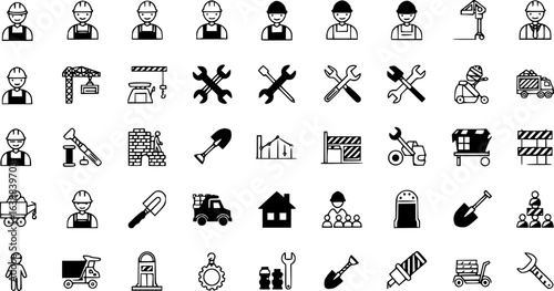 Builder icon vector set. worker illustration sign collection. construction symbol.
