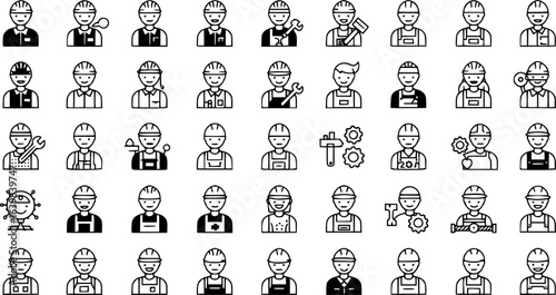 Builder icon vector set. worker illustration sign collection. construction symbol.
