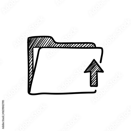 Folder with upward arrow symbolizing file upload and digital document management