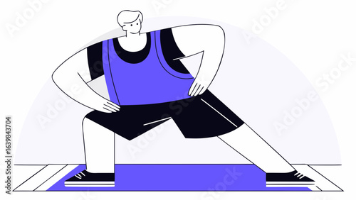Man doing lunges fitness exercise workout training stretching sport 66