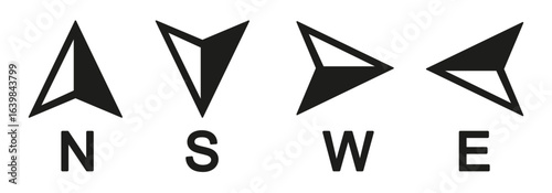North, south, west, east arrow direction symbol