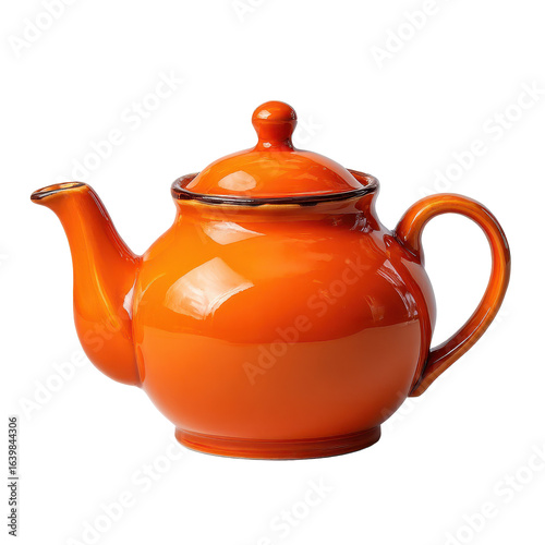 Bright orange ceramic teapot sits on a white surface, perfect for serving hot beverages during cozy gatherings