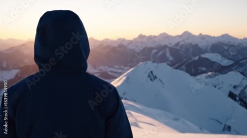 Hiker's Final Step onto a Mountain Summit at Dawn - Reaching the Goal