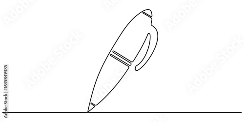 One continuous line of pen writing on a sheet. Vector illustration. 