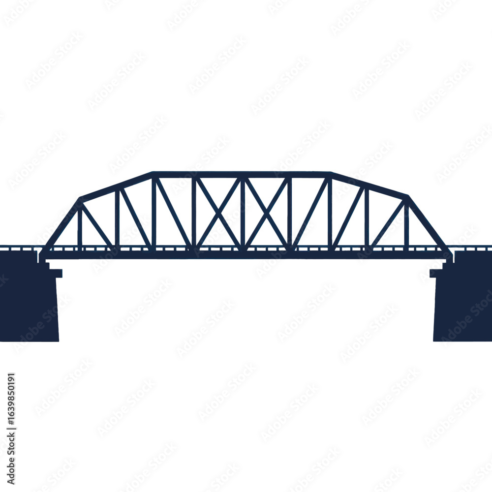 Fototapeta premium Simple illustration of a dark blue steel truss bridge.