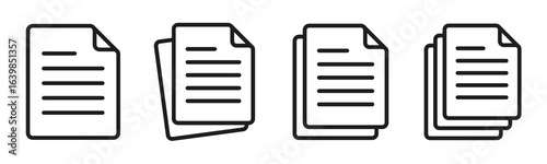 Document line icons, set clipboard icons. Document multiple page, paper symbol for website marketing design, template, ui, app, checklist – vector