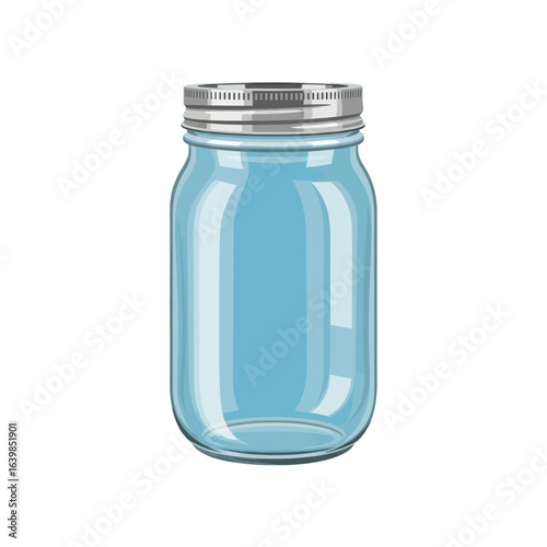 A light blue mason jar with a silver lid.