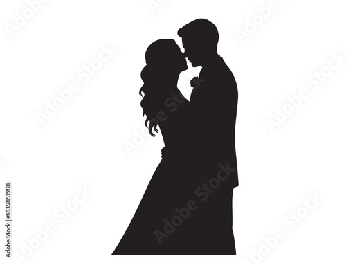Silhouetted couple during their first dance