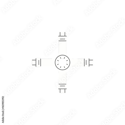 Symmetrical design with a central circle and radiating lines, likely representing a spiritual or cultural concept.