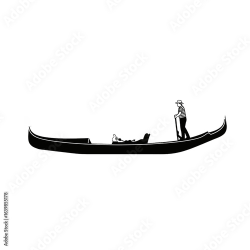 Silhouette of a Gondola with a Gondolier in Venice.