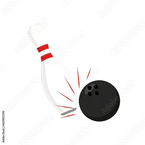 Bowling ball hitting a pin, illustrating the sport of bowling with impact.