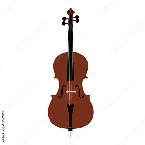 Illustration of a cello, a stringed musical instrument, shown in full view against a white background.