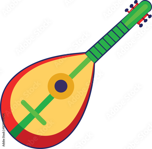 baglama saw vector Turkish folk string instrument