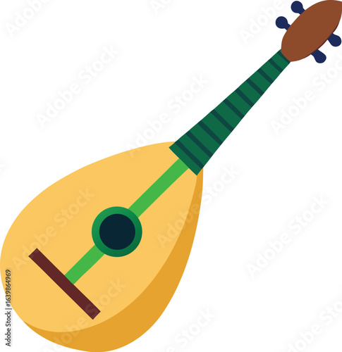 baglama saw vector Turkish folk string instrument