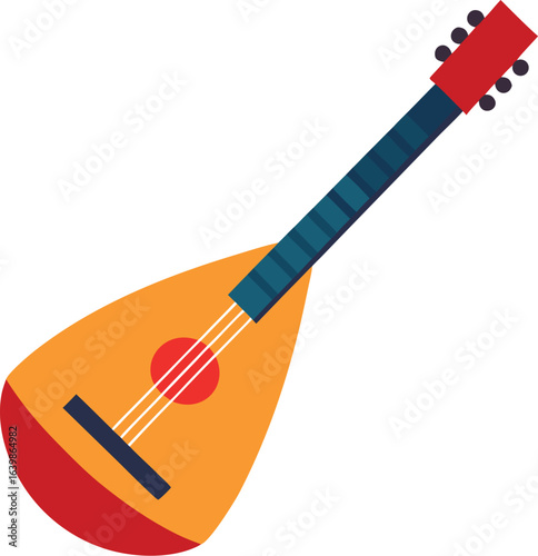 balalaika vector Russian folk triangular guitar