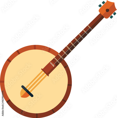 banjo vector illustration classic folk instrument