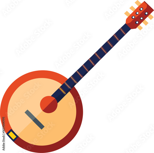 banjo vector illustration classic folk instrument