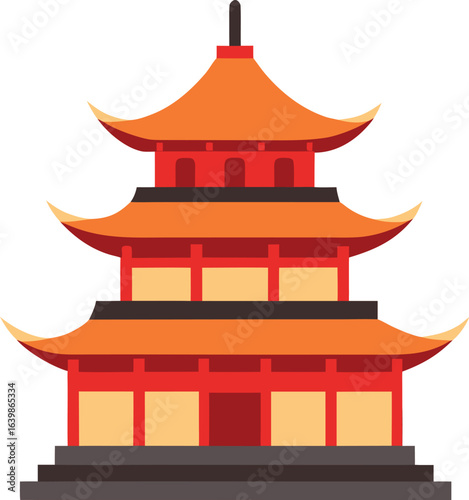 classic Chinese temple pagoda ornate carved