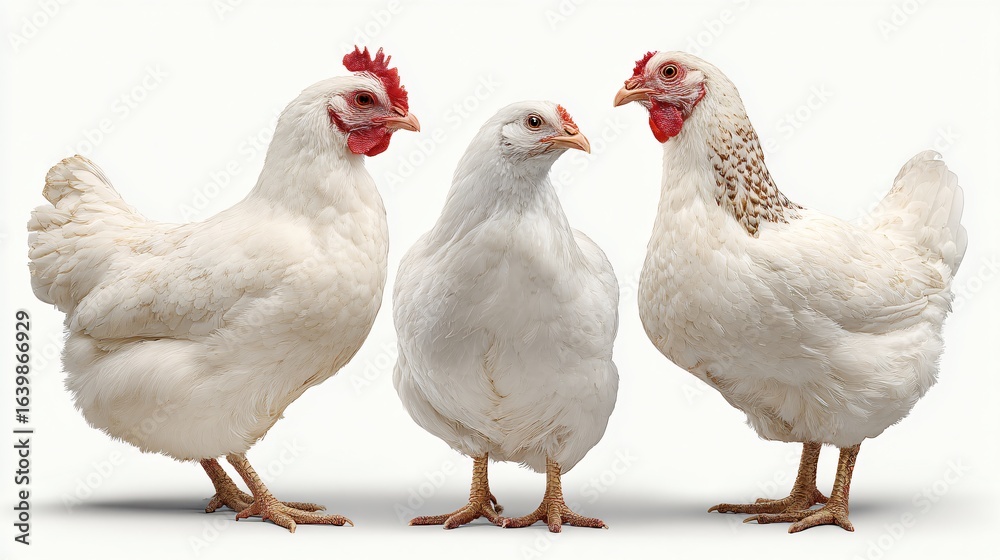 Fototapeta premium Elegant White Chicken Collection Portrait Standing Profile
