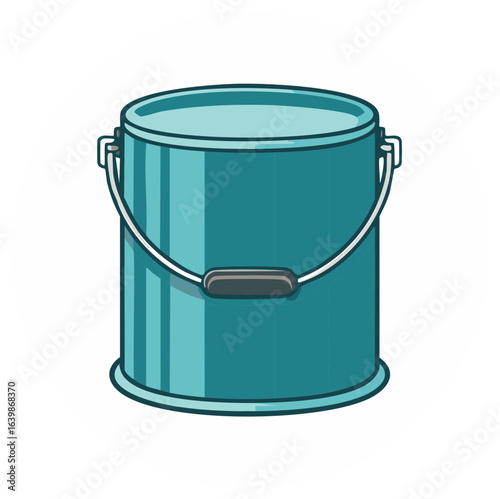 Turquoise Blue Bucket with Handle Illustration Isolated on White