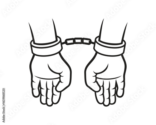 Handcuffed Hands Back View Silhouette Style
